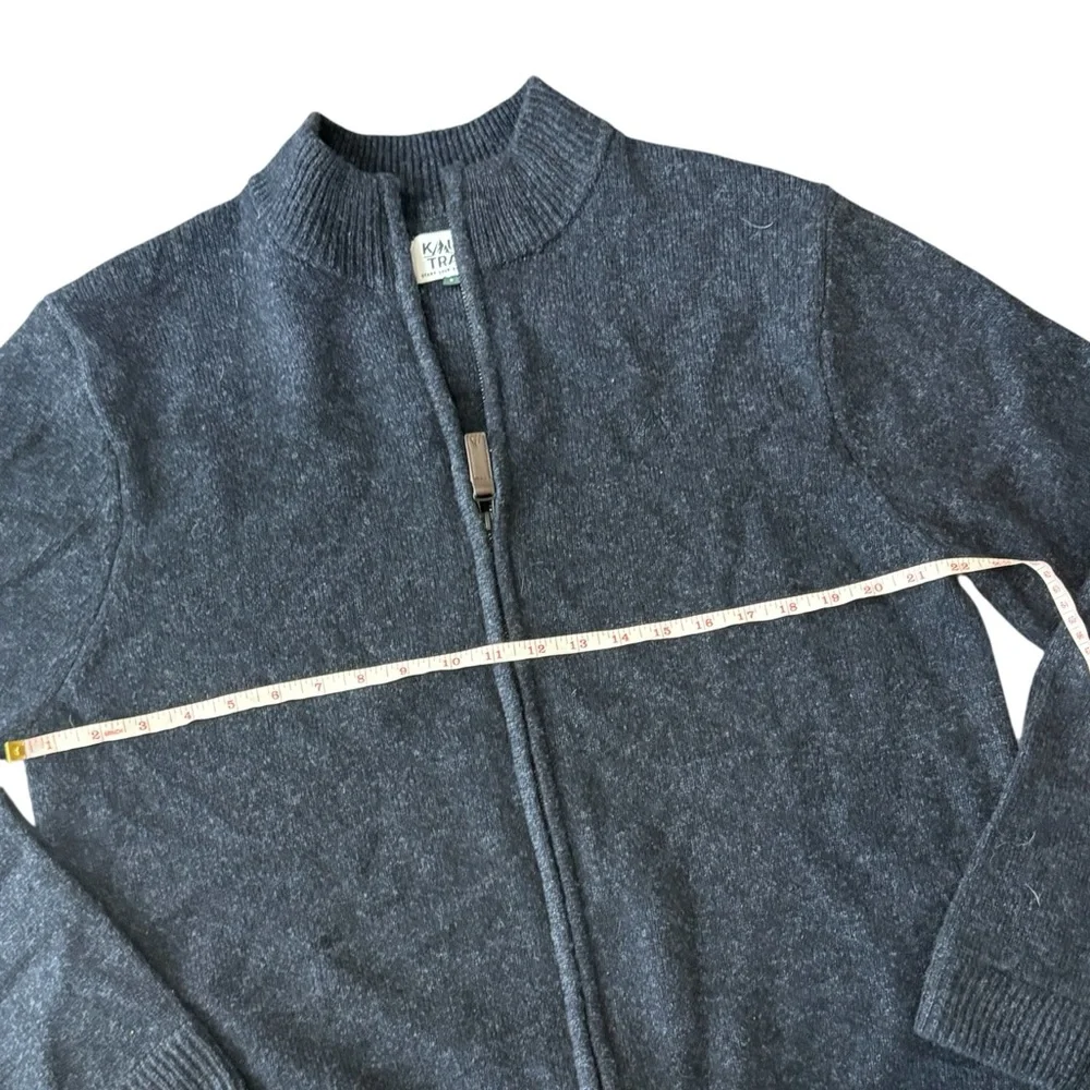 Kauri Trail 100% Lambswool Full Zip Sweater Jacket Blue Outdoor Knit Size L